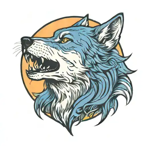 Wolf Howling With Full Moon