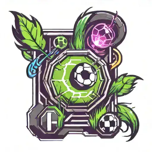 Create A Tattoo Of A Soccer Field With Hidden Omnitrix Symbols In The Grass