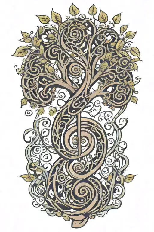 Tree Of Life Incorporated In A Treble Clef