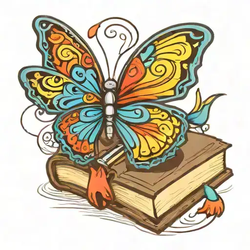 A 3D Printer Creating A Colorful Butterfly Emerging From A Book