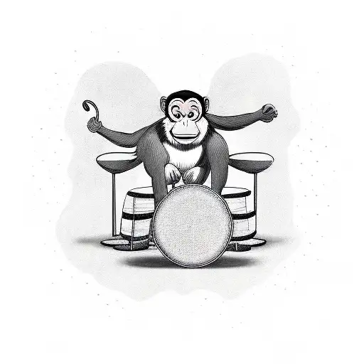 Monkey With Wings Playing The Drums