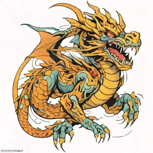 A Futuristic Cyberpunk Version Of A Dragon In Traditional Japanese Style