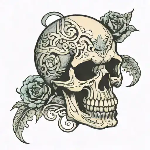 Skull Tattoo Representing Duality Of Human