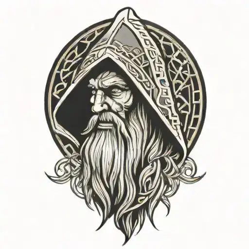 Hooded Odin With Runes On Hood