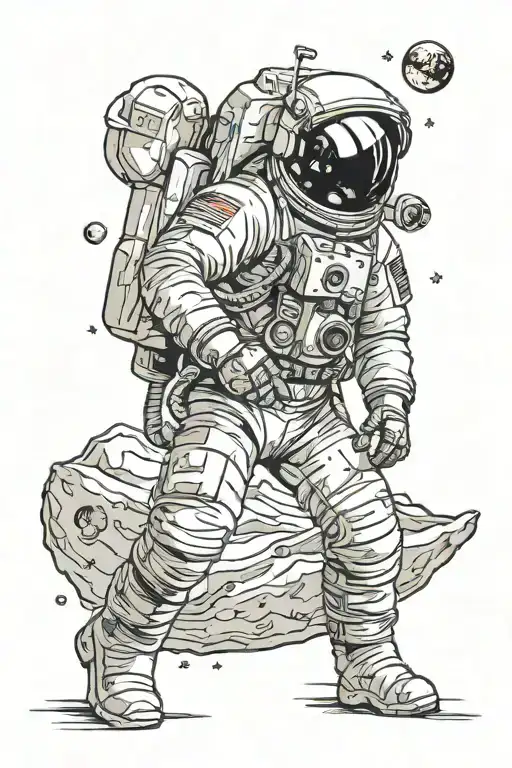 Astronaut On Moon Looking
