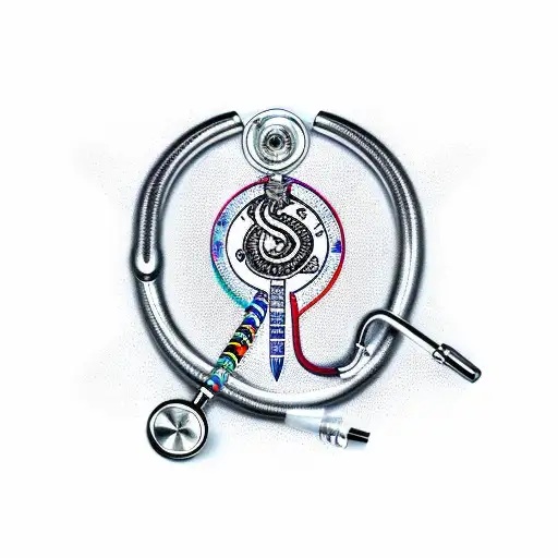 Stethoscope With Serpent And Compass On Forearm