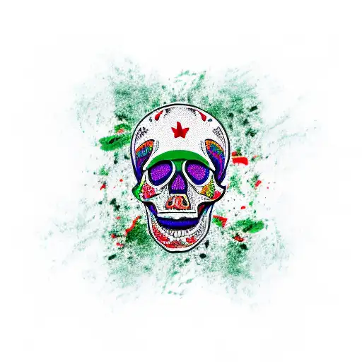 Skull With Mexican Flag