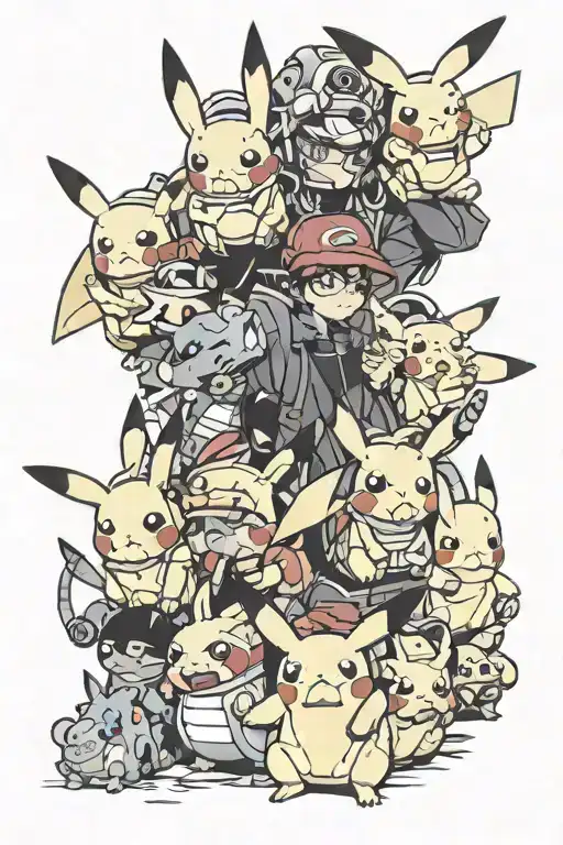 A Bunch Of Pikachus Cosplaying As Different Anime Characters