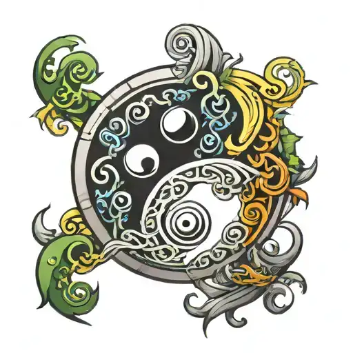 Ying Yang Symbol Intertwined Within Each Other Side