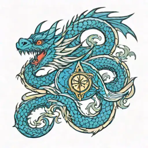 Dragon With Rune Symbolizing Strength Tarot Card