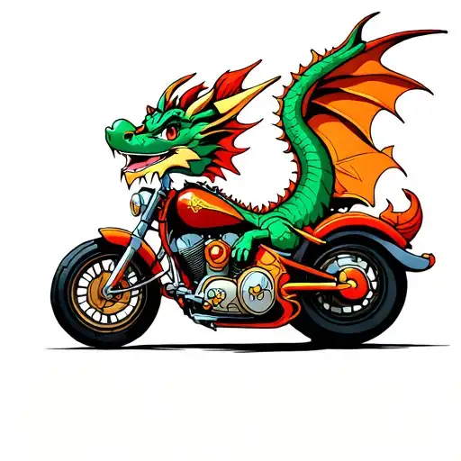 Mouchou The Dragon In Disney's Mulan On A Motorcycle