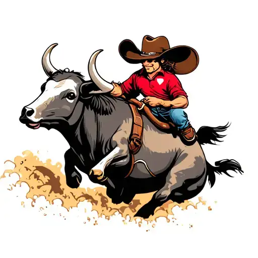 Heart Wearing Cowboy Hat Riding Mechanical Bull