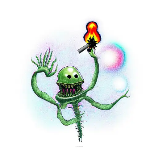 An Alien Smoking Marijuana Blunt