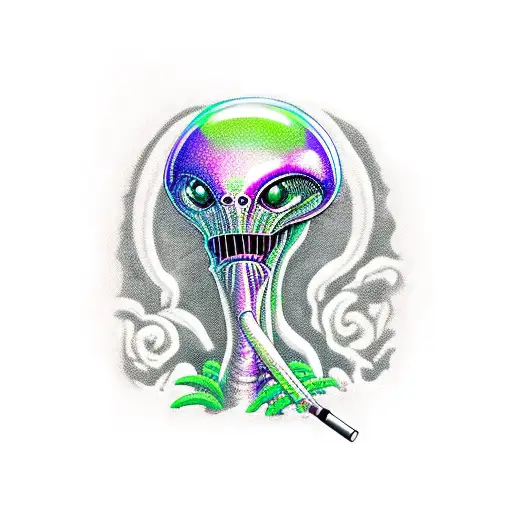 Comic Alien Smokes Weed