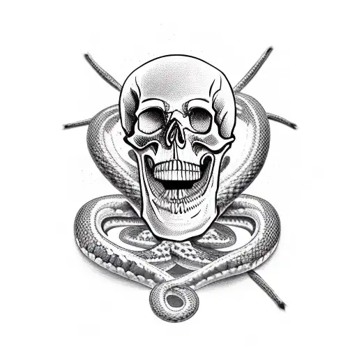 Skull Whit Snake