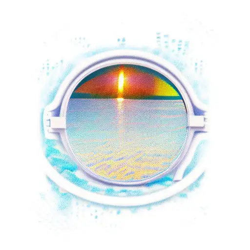 Sunglasses With A Reflection Of A Beach In The Lens