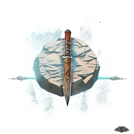 Rusty Sword On A Rock