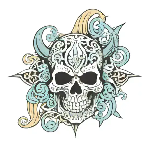 A Deathcore Inspired Design Featuring A Skull With Intricate Metalwork Patterns