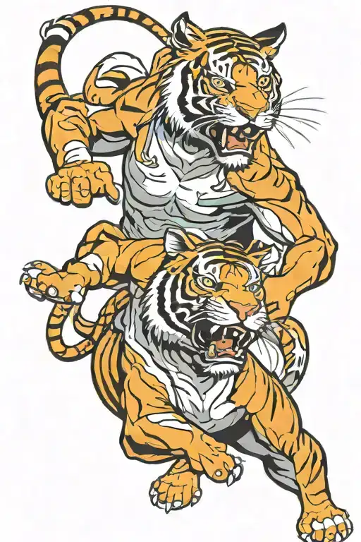Bengal Tiger Fights Lydian Fighting Bull