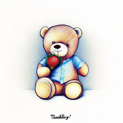 Teddy Bear Holding A Strawberry