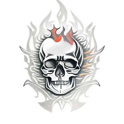 Skull Roses Tribal Flame Dagger