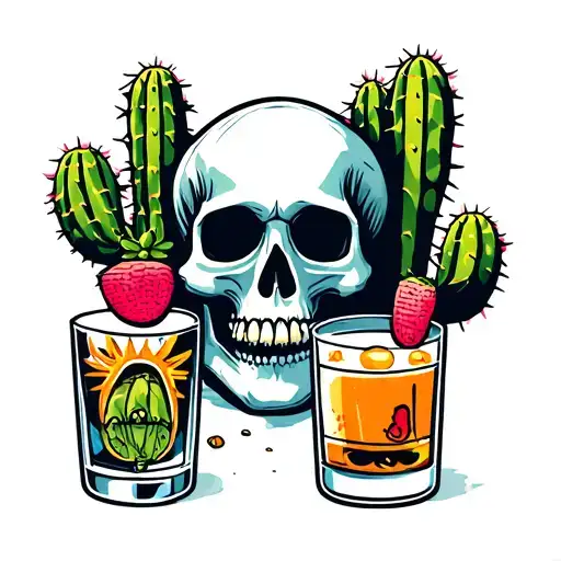 Cactus Skull And Tequila Shot