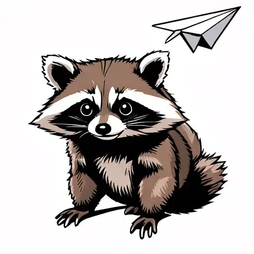 Raccoon Throwing Paper Airplane