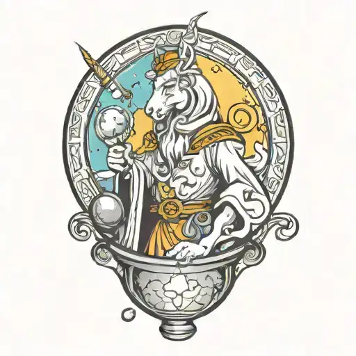 Wizard And Crystal Ball With Unicorn