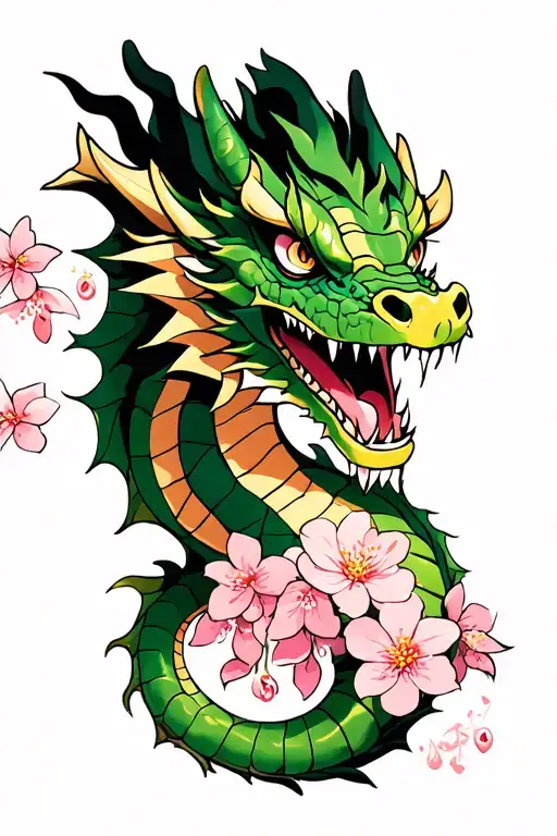 Dragon With Cherry Blossom
