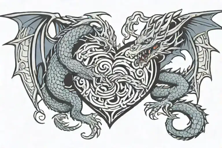 Dragon Wrapped Round Heart
