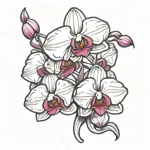 A Tattoo Design Of An Orchid With A Hidden Psychology Symbol Incorporated Into The Petals