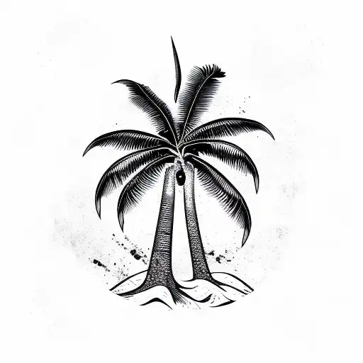 Palm Tree With Skull And Waves
