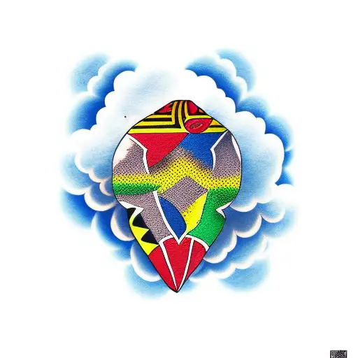 African Tattoo With Clouds