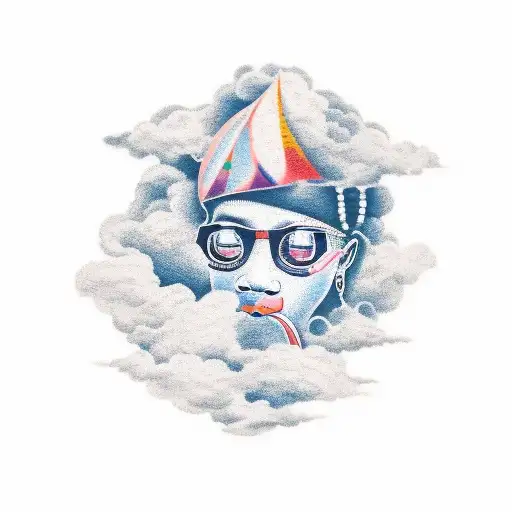 African Tattoo With Clouds And Words