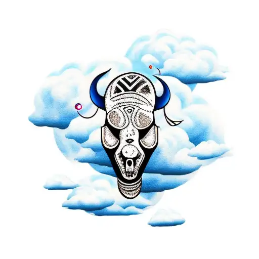 African Tattoo With Clouds And Words