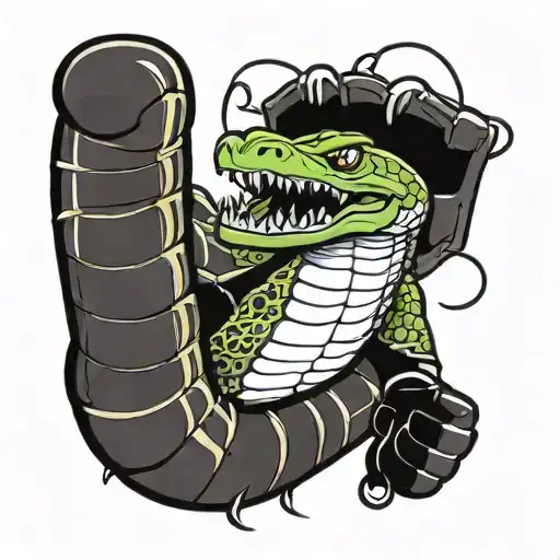 A New-school Design Of A Snake Wearing Mma Gloves And A Championship Belt