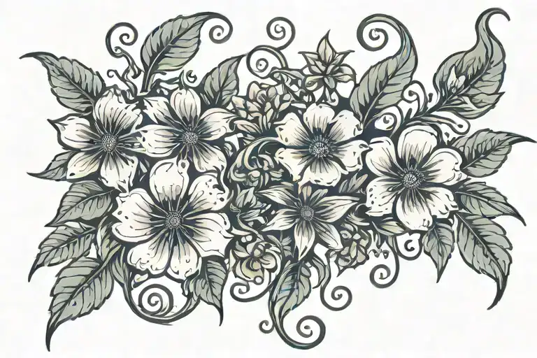 A Pretty And Spooky Tattoo Of Ghostly Flowers And Vines Inspired By Nature And Outdoors