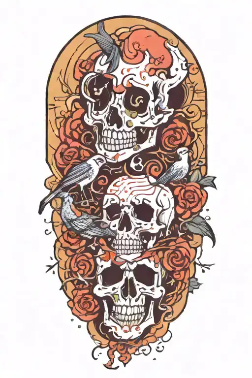 An Abstract Representation Of Death By Alcoholism Intertwined With Birds