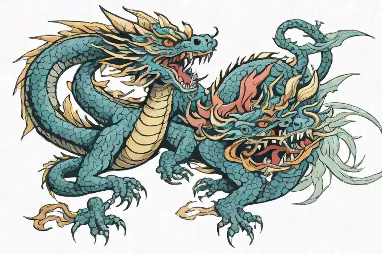 Western Dragon Fighting Asain Dragon