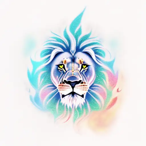 Brave Lion With Flames