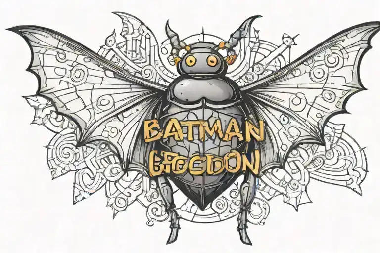 Batman Logo And A Ladybug Sitting On Top View