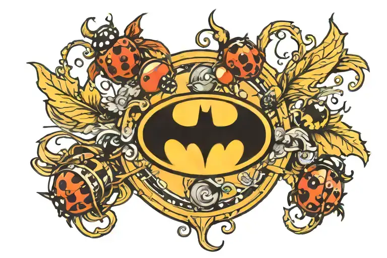 Batman Logo And A Ladybug Perched