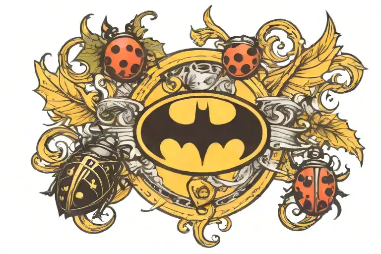 Batman Logo And A Ladybug Perched