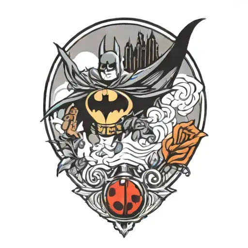Batman Symbol And A Ladybug Perched Atop