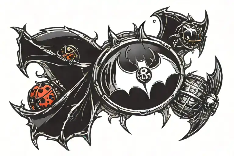 Batman Symbol With A Ladybug Resting