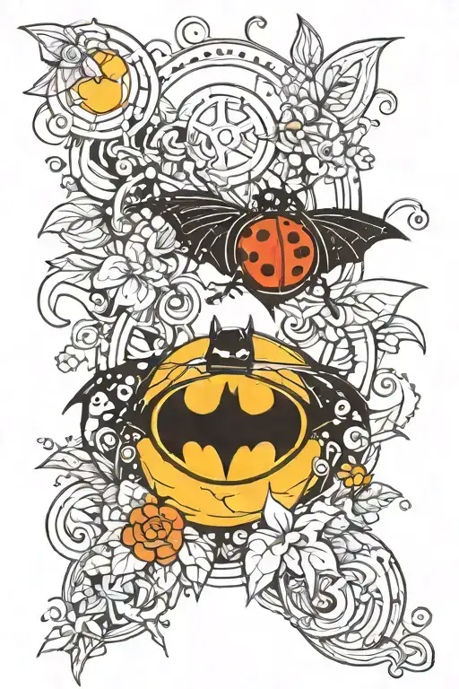 Batman Symbol With A Ladybug Resting