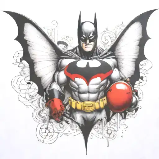 Batman Symbol With One Ladybug Perched Atop