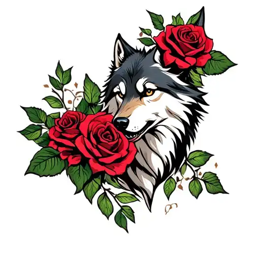Wolf And Roses