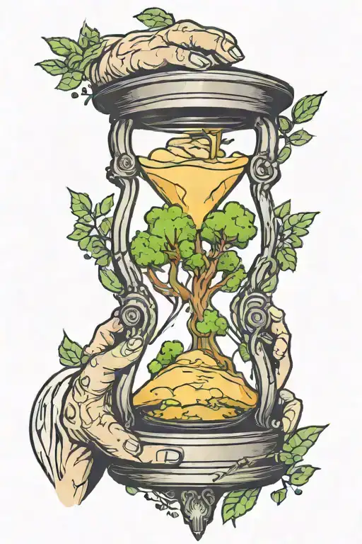 Hands Holding Hourglass With Tree Inside