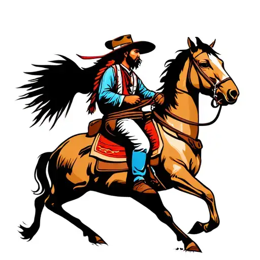 Western Indian Man Riding Horse